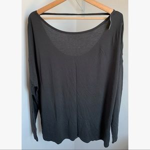 Old Navy • XL • Scoop Neck & Back Long Sleeve Drop Shoulder T-Shirt Grey Top